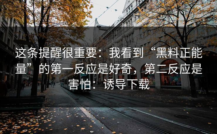 这条提醒很重要：我看到“黑料正能量”的第一反应是好奇，第二反应是害怕：诱导下载