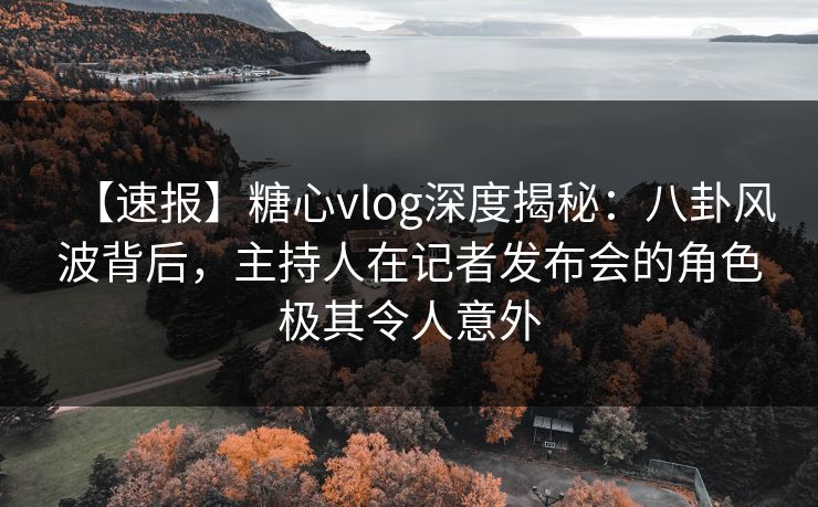 【速报】糖心vlog深度揭秘：八卦风波背后，主持人在记者发布会的角色极其令人意外
